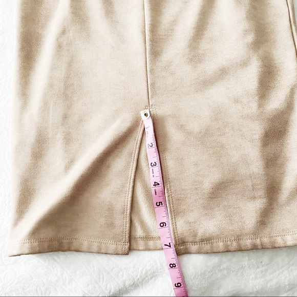 Faux Tan Suede Bodycon Dress - Picture 3 of 10